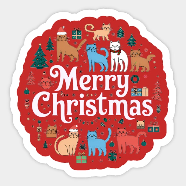 Merry Christmas Cats Sticker by Pete the Cat Guy